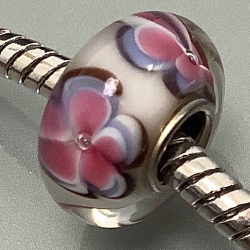 New Murano Glass Flower Charm/Bead for Snake Chain Bracelet or Necklace